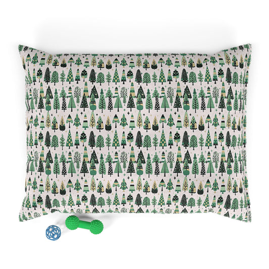 Mini Vintage Green Trees 40" × 30" Pet Bed