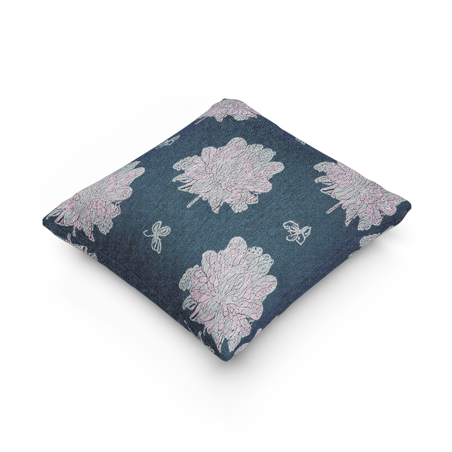 Lavender Floral Butterflies Woven Pillow, 17" x 18"
