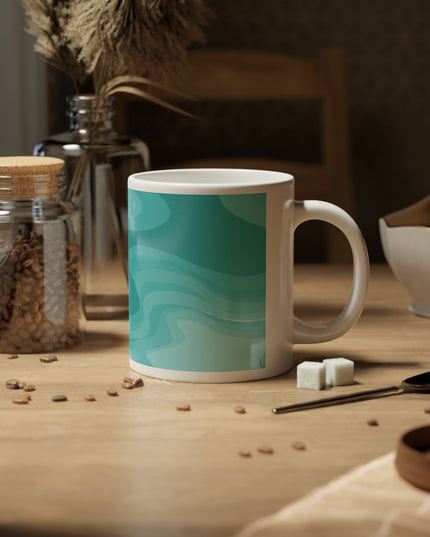 Tif Green Wavey 20 oz White Glossy Jumbo Mug