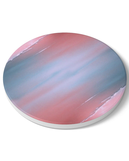 Gray Sea Pink Fog 4" x 4" Round Ceramic Coaster