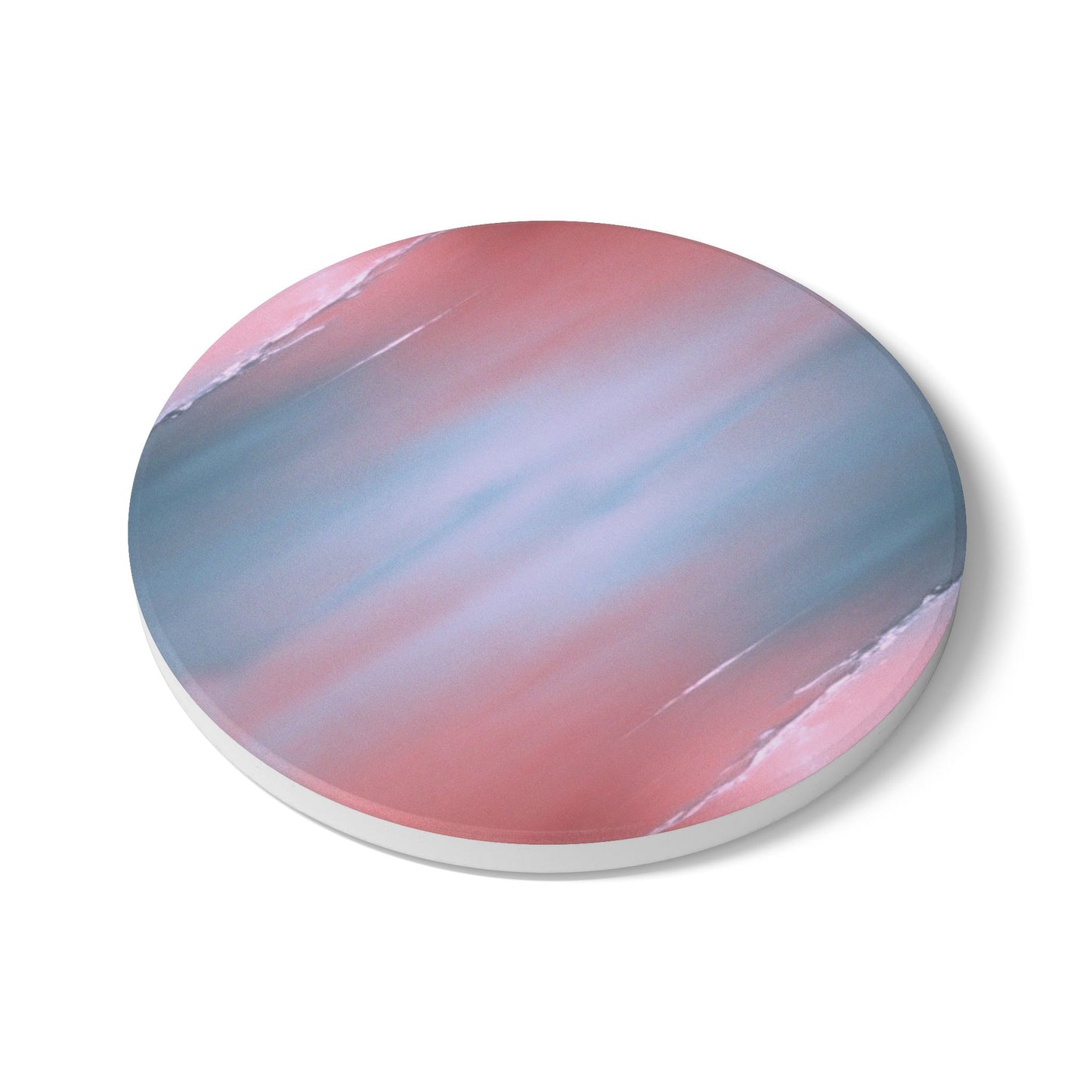 Gray Sea Pink Fog 4" x 4" Round Ceramic Coaster
