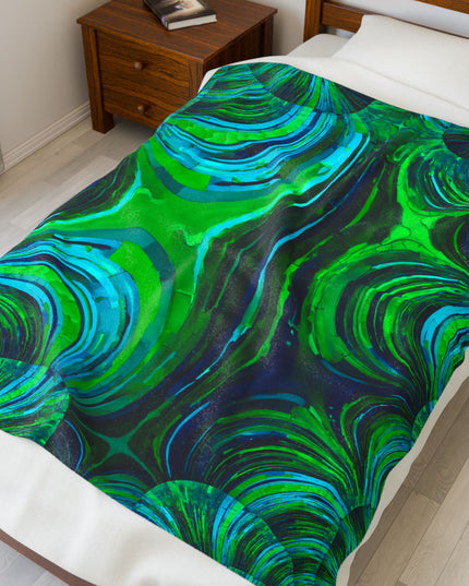 Uzi Spiral Blue Green Velveteen Plush Blanket, 50" x 60"