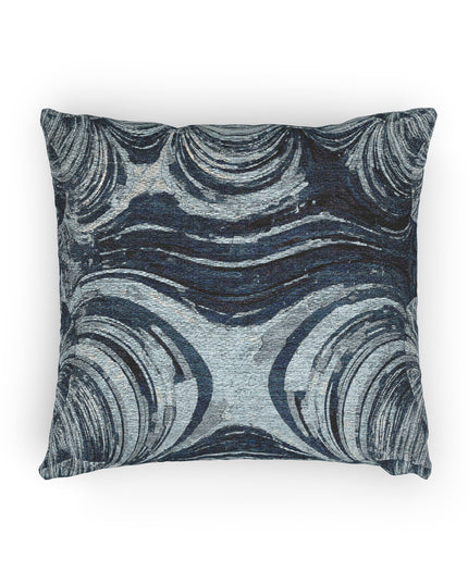Uzi Spiral Deep Blue Woven Pillow, 17" x 18"