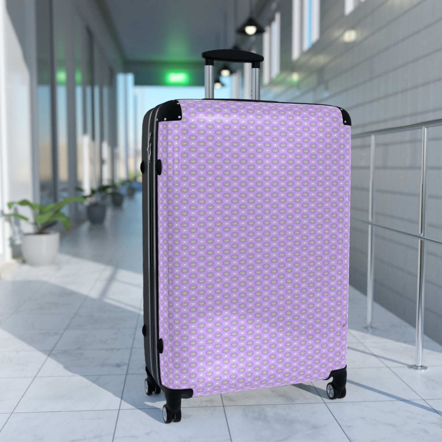 Lavender Star-crossed Bodies Large Suitcase with built in lock, 4 double-wheels, telescopic handle, and ABS back hard-shell