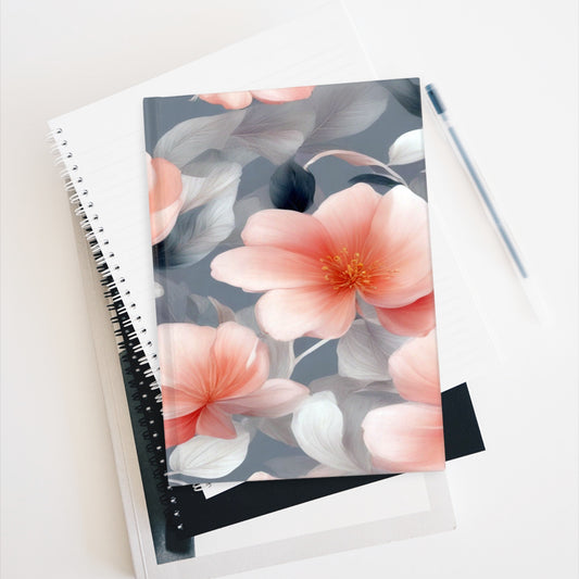 Red Blossom Floral Bunch Journal - 128 Ruled Line pages, 5" x 7"