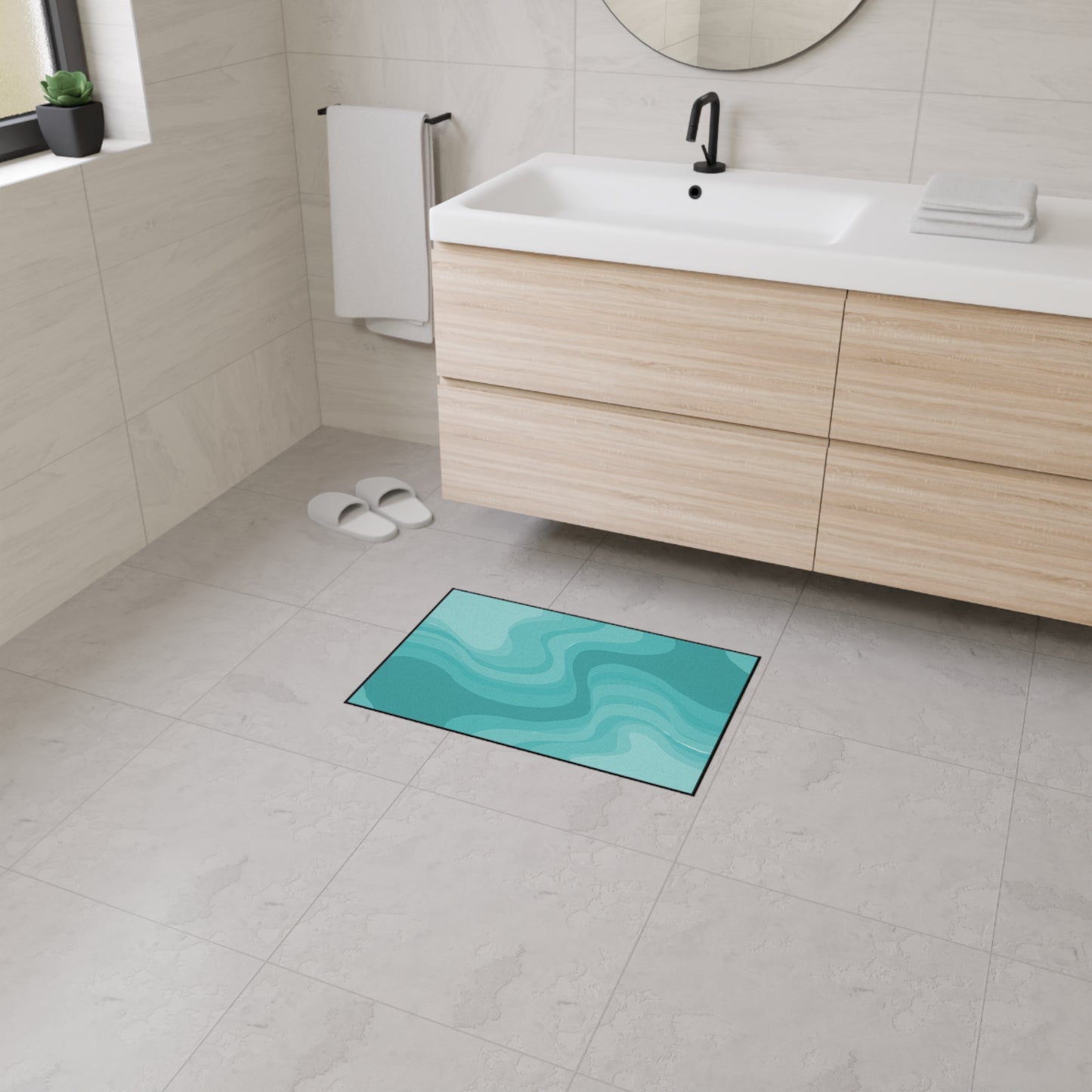 Tif Green Wavey 18" x 27" Heavy Duty Floor Mat