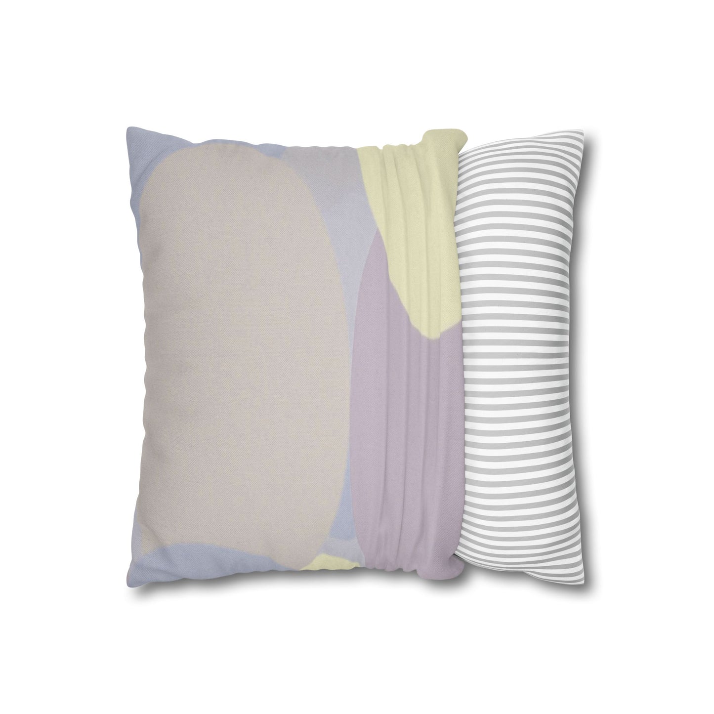 Pastel Soft Blue and Soft White Patches Spun Polyester Square Pillowcase, 14" x 14"
