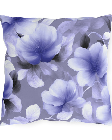 Indigo Blossom Floral Bunch Outdoor Pillow, 16" x 16"