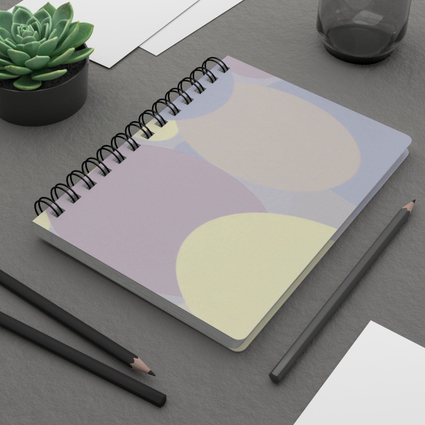 Pastel Soft Blue and Soft White Patches Spiral Bound Journal, 5" x 7" 150 pages