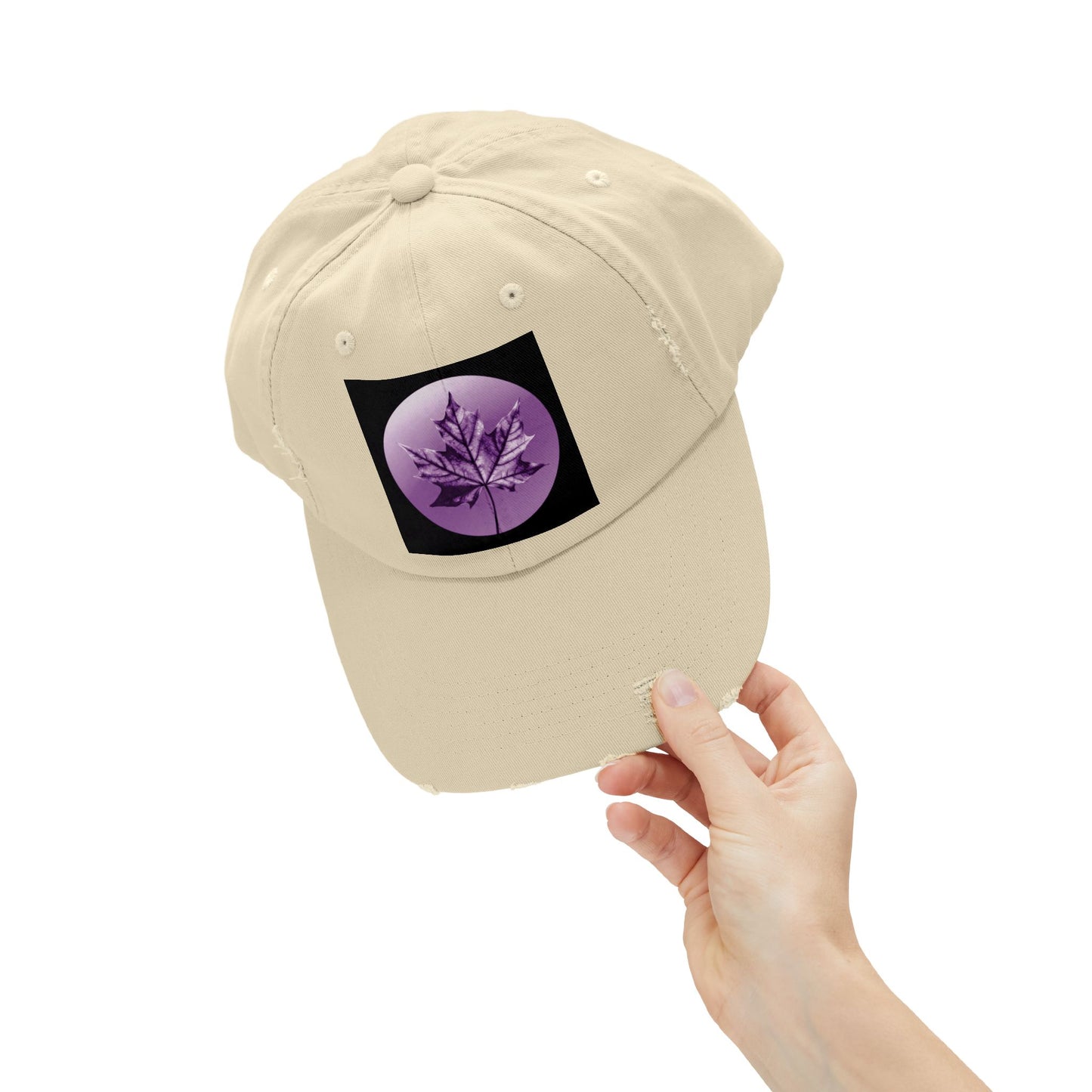 Purple Maple Leaf Unisex Distressed Cap