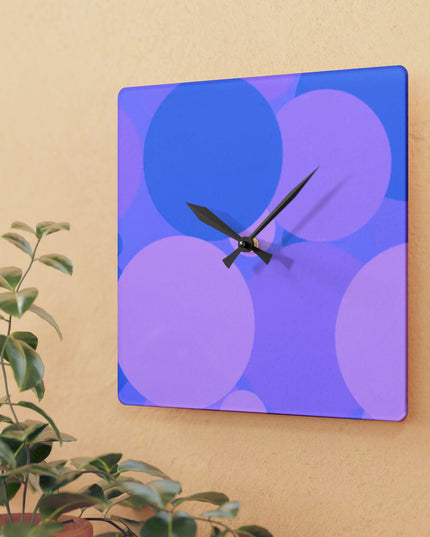 Pastel Purple Family Patches Acrylic Wall Clock, Round or Square, 10.75" x 10.75"