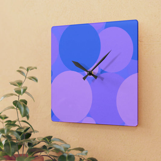 Pastel Purple Family Patches Acrylic Wall Clock, Round or Square, 10.75" x 10.75"