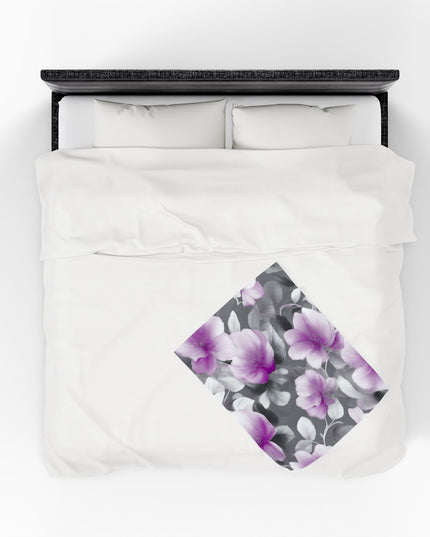Purple Blossom Floral Bunch Velveteen Plush Blanket, 30" x 40"