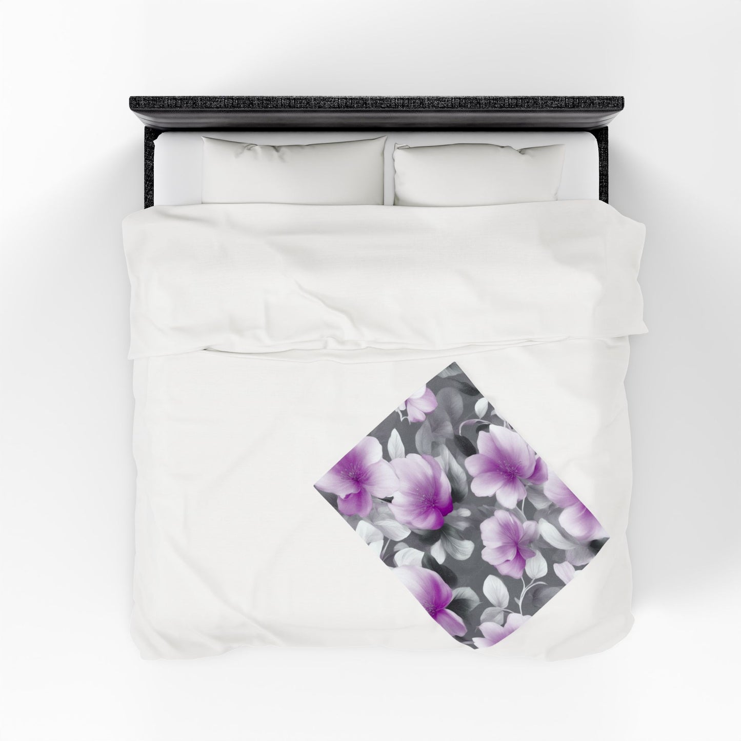Purple Blossom Floral Bunch Velveteen Plush Blanket, 30" x 40"