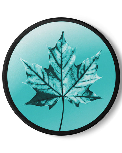 Tif Green Maple Leaf 4" x 4" Round Ceramic Coaster