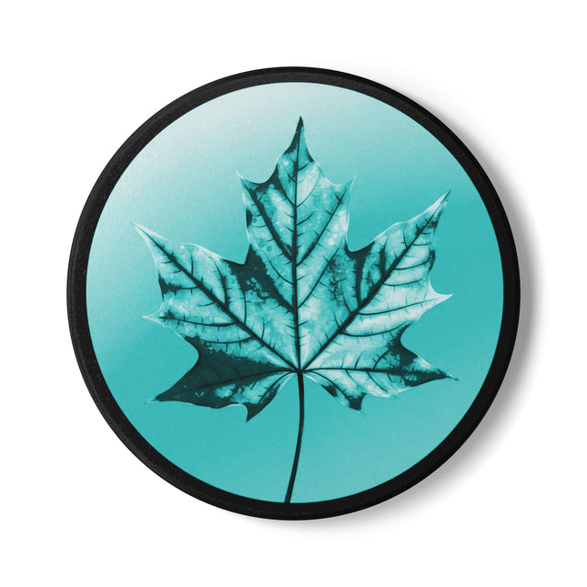Tif Green Maple Leaf 4" x 4" Round Ceramic Coaster