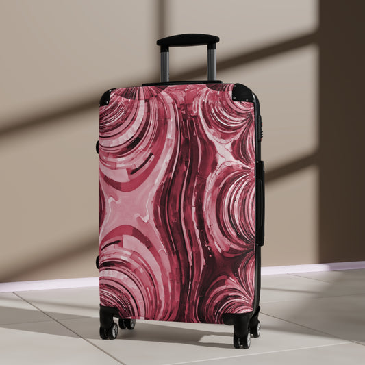 Uzi Spiral Ruby Medium Suitcase with built in lock, 4 double-wheels, telescopic handle, and ABS back hard-shell