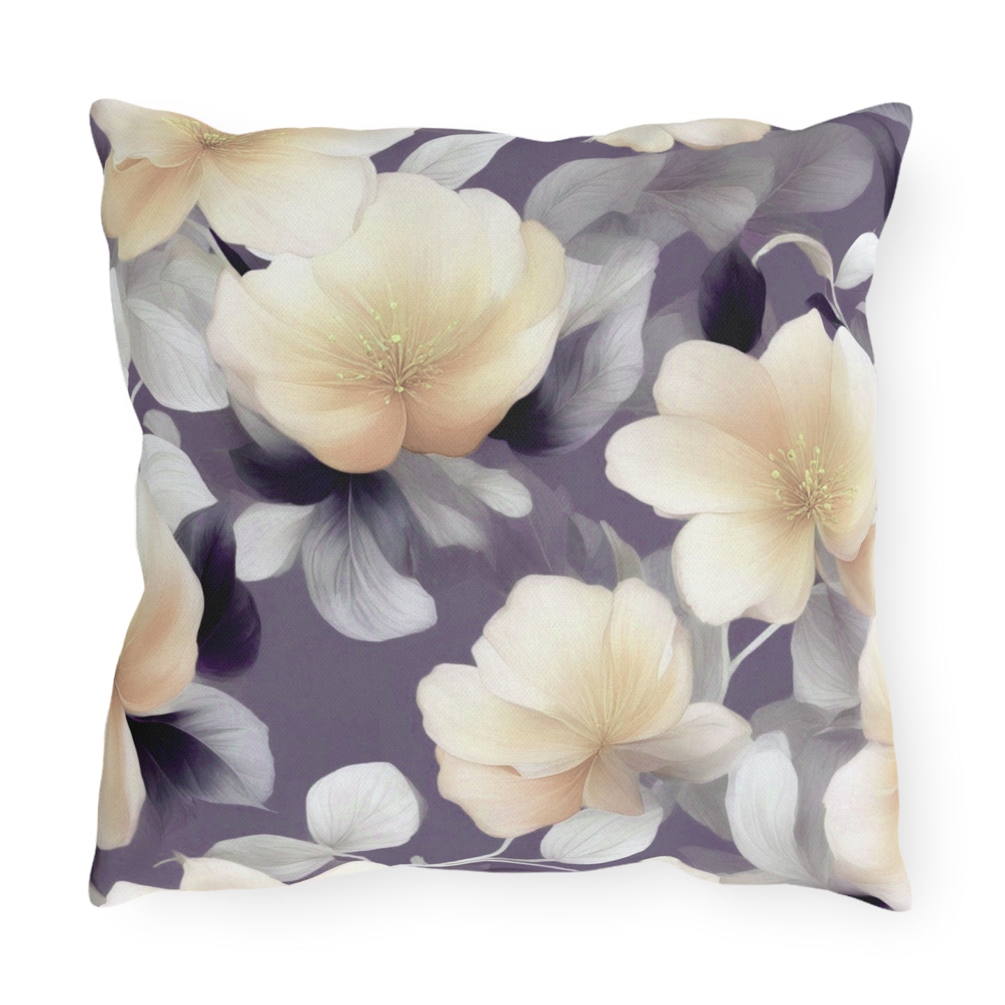 White Blush Floral Bunch Outdoor Pillow, 16" x 16"