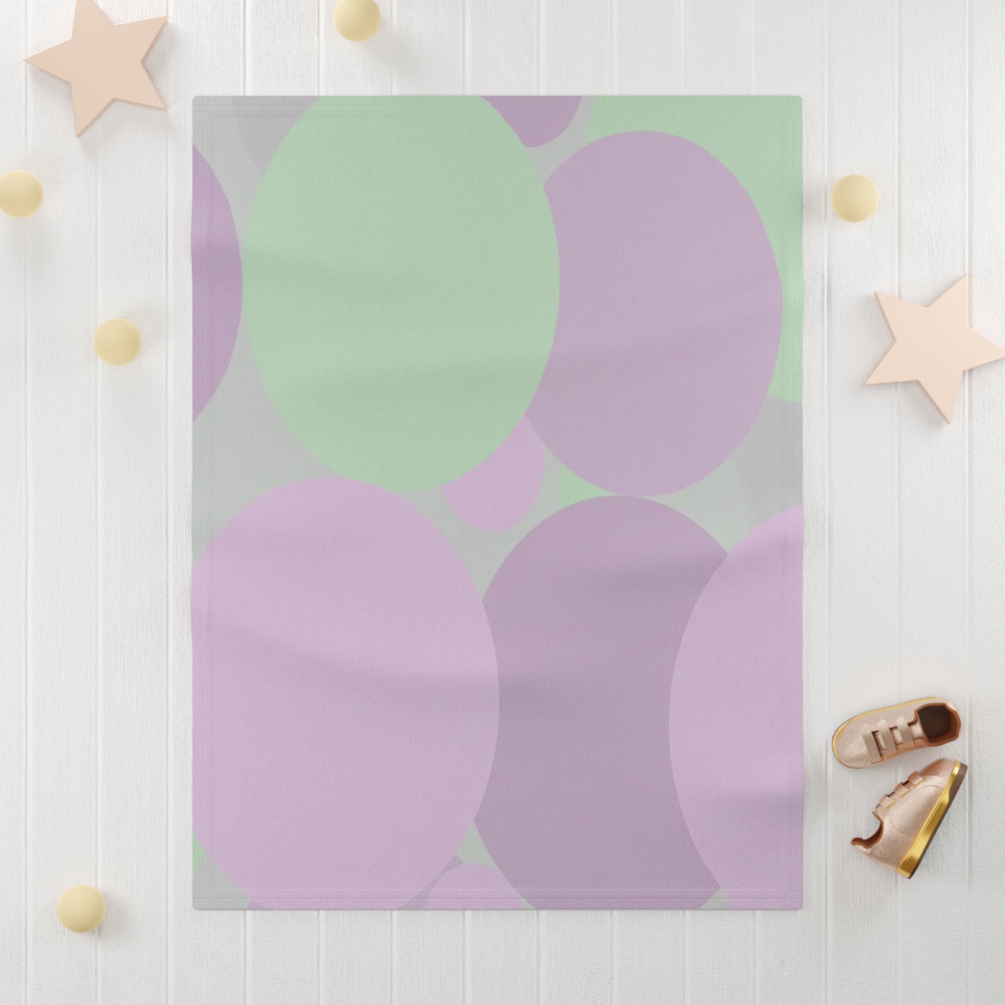 Pastel Lavender Purple and Soft Green Patches Soft Fleece Baby Blanket, 30" x 40"