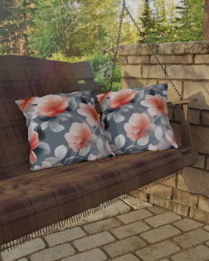 Red Blossom Floral Bunch 18" x 18" Outdoor Pillow