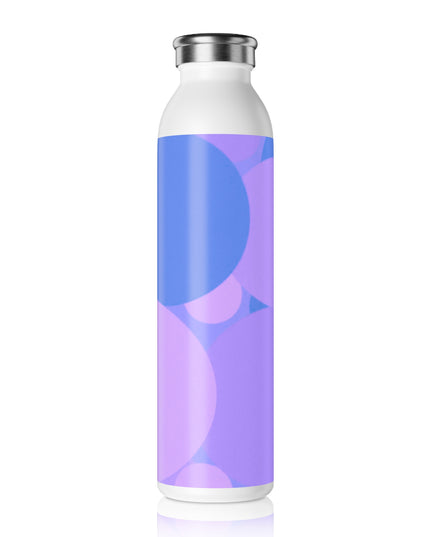 Pastel Purple Family Patches Slim Water Bottle, 20 oz White