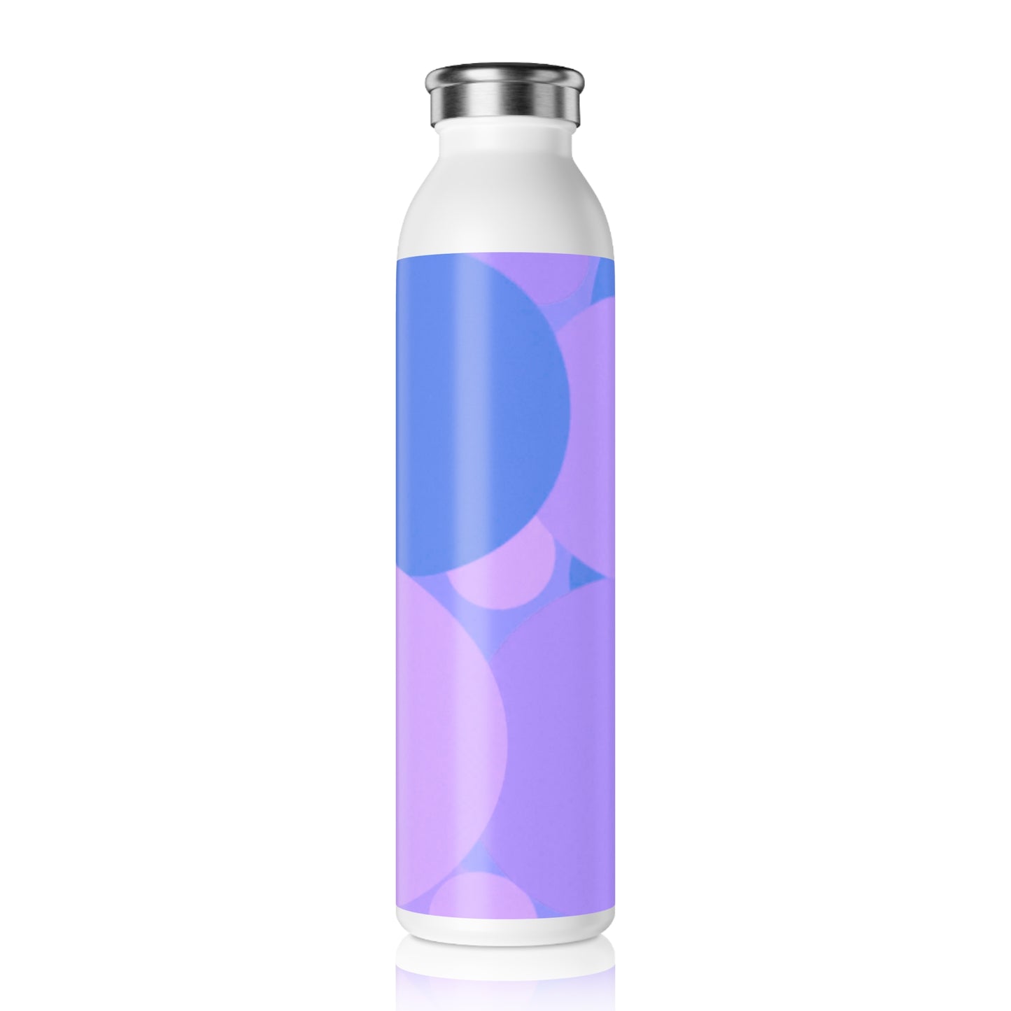 Pastel Purple Family Patches Slim Water Bottle, 20 oz White