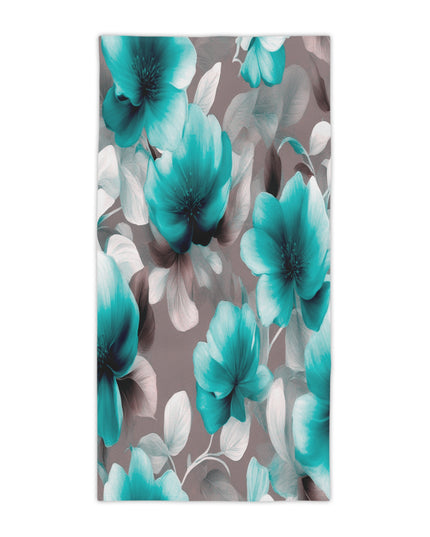 Tif Green Gray Floral Bunch Beach Towel, 30" x 60"