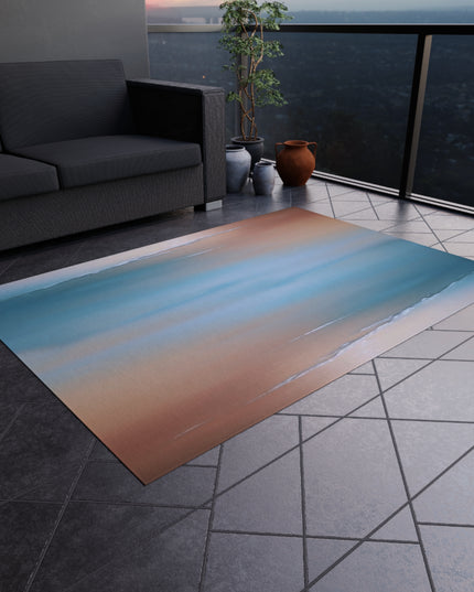 Blue Sea Peach Fog Outdoor Rug, 60" x 84"