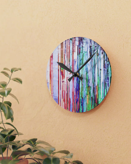 Striped Pastels Acrylic Round Wall Clock, 8" x 8"