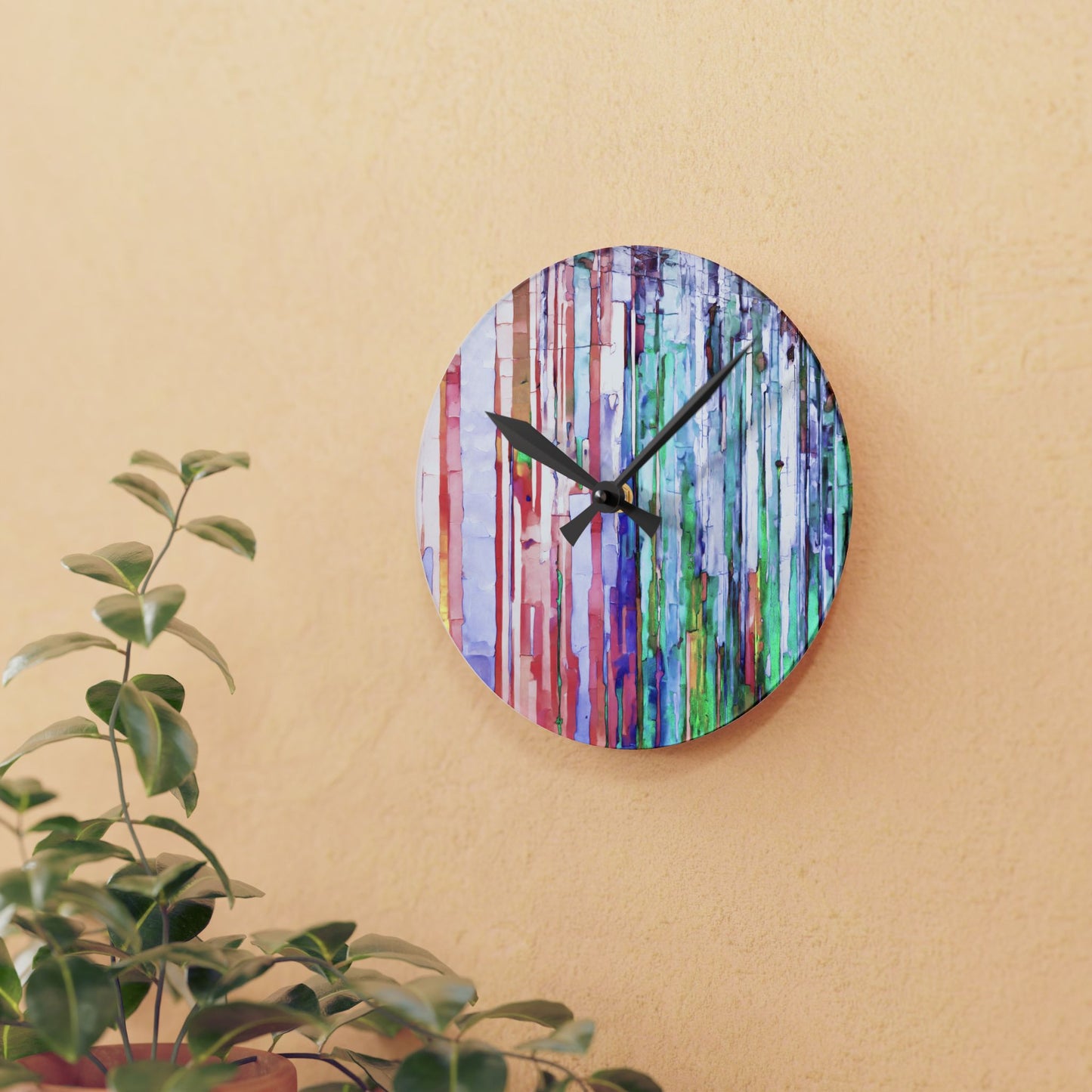 Striped Pastels Acrylic Round Wall Clock, 8" x 8"