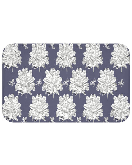 White Floral Butterflies 34" x 21" Bath Mat