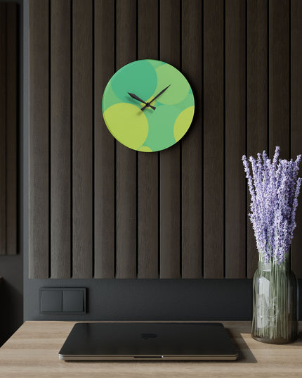 Pastel Green Patches Acrylic Wall Clock, Round or Square, 10.75" x 10.75"