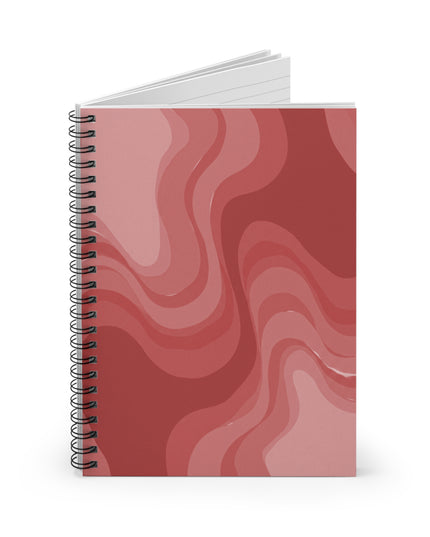 Power Red Wavey Spiral Notebook - Ruled Line, 6" x 8", 118 pages