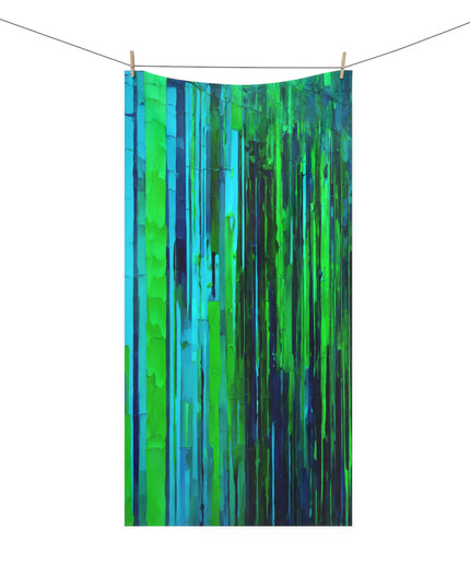 Striped Blue Green 30" x 60" Mink-Cotton Towel (50% polyester, 50% cotton)