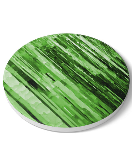Striped Mint Pastel 4" x 4" Round Ceramic Coaster