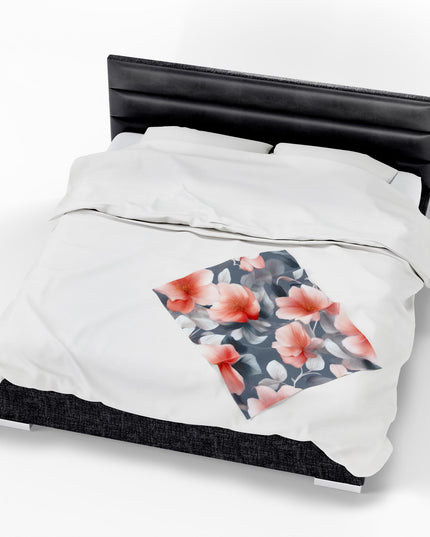 Red Blossom Floral Bunch Velveteen Plush Blanket, 30" x 40"