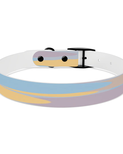 Pastel Baby Blue and Peach Patches Large Dog Collar