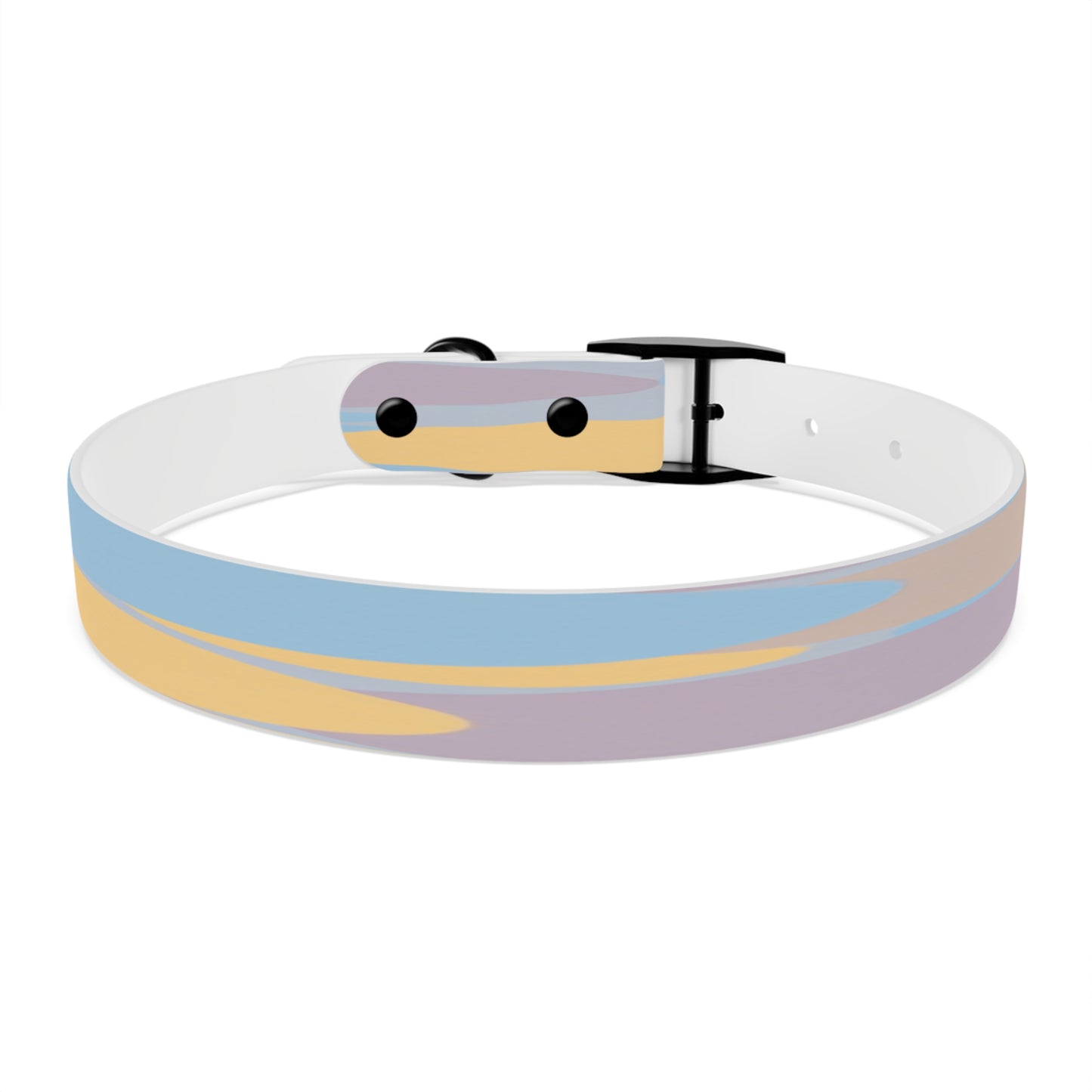 Pastel Baby Blue and Peach Patches Large Dog Collar