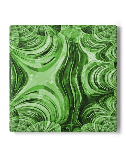 Uzi Spiral Mint Pastel 4" x 4" Square Ceramic Coaster