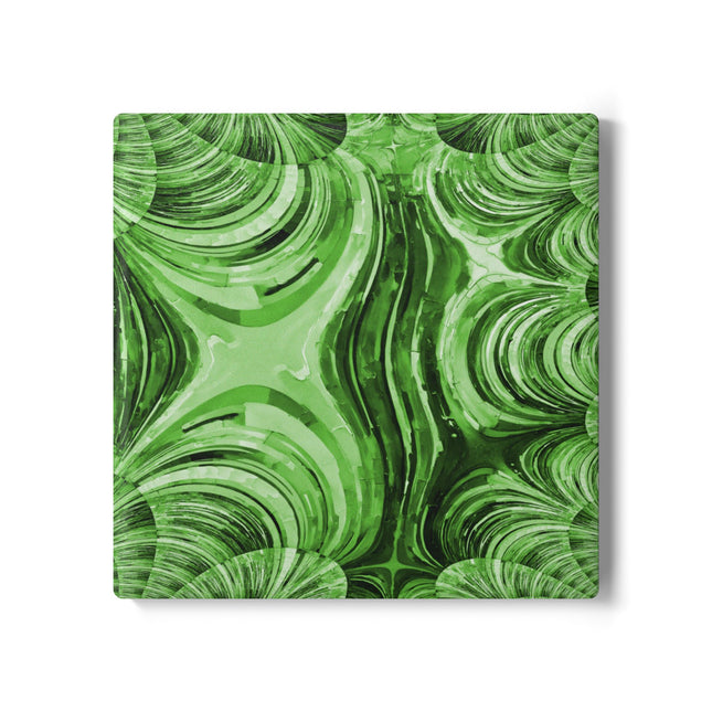 Uzi Spiral Mint Pastel 4" x 4" Square Ceramic Coaster