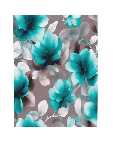 Tif Green Gray Floral Bunch Velveteen Plush Blanket, 30" x 40"