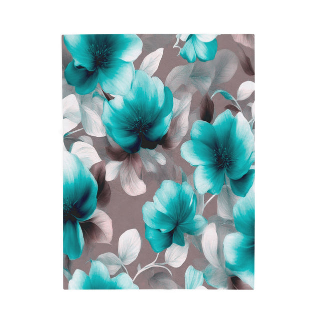 Tif Green Gray Floral Bunch Velveteen Plush Blanket, 30" x 40"