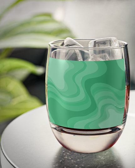 Mint Green Wavey Whiskey Glass, 6 oz