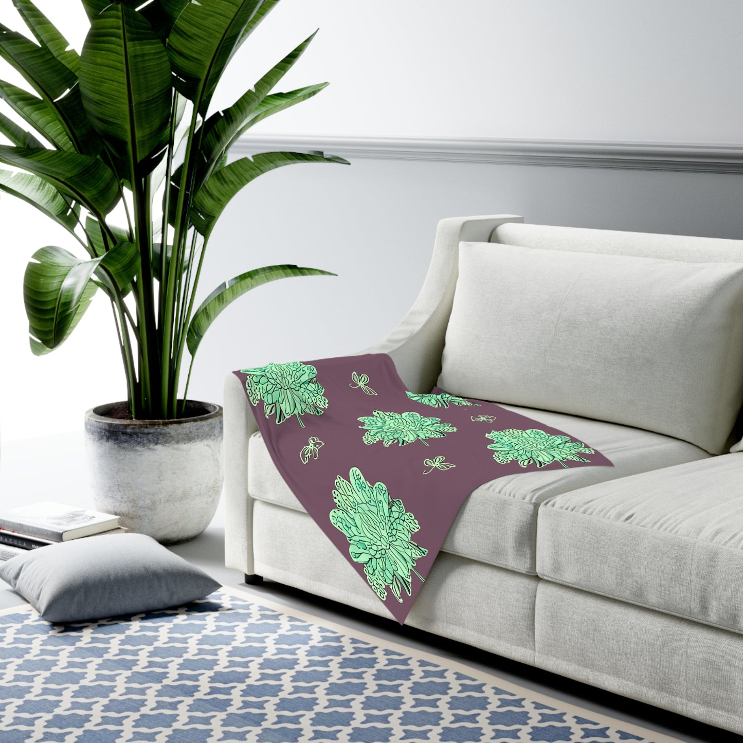 Mint Green Floral Butterflies Baby Swaddle 30″×40″ Blanket