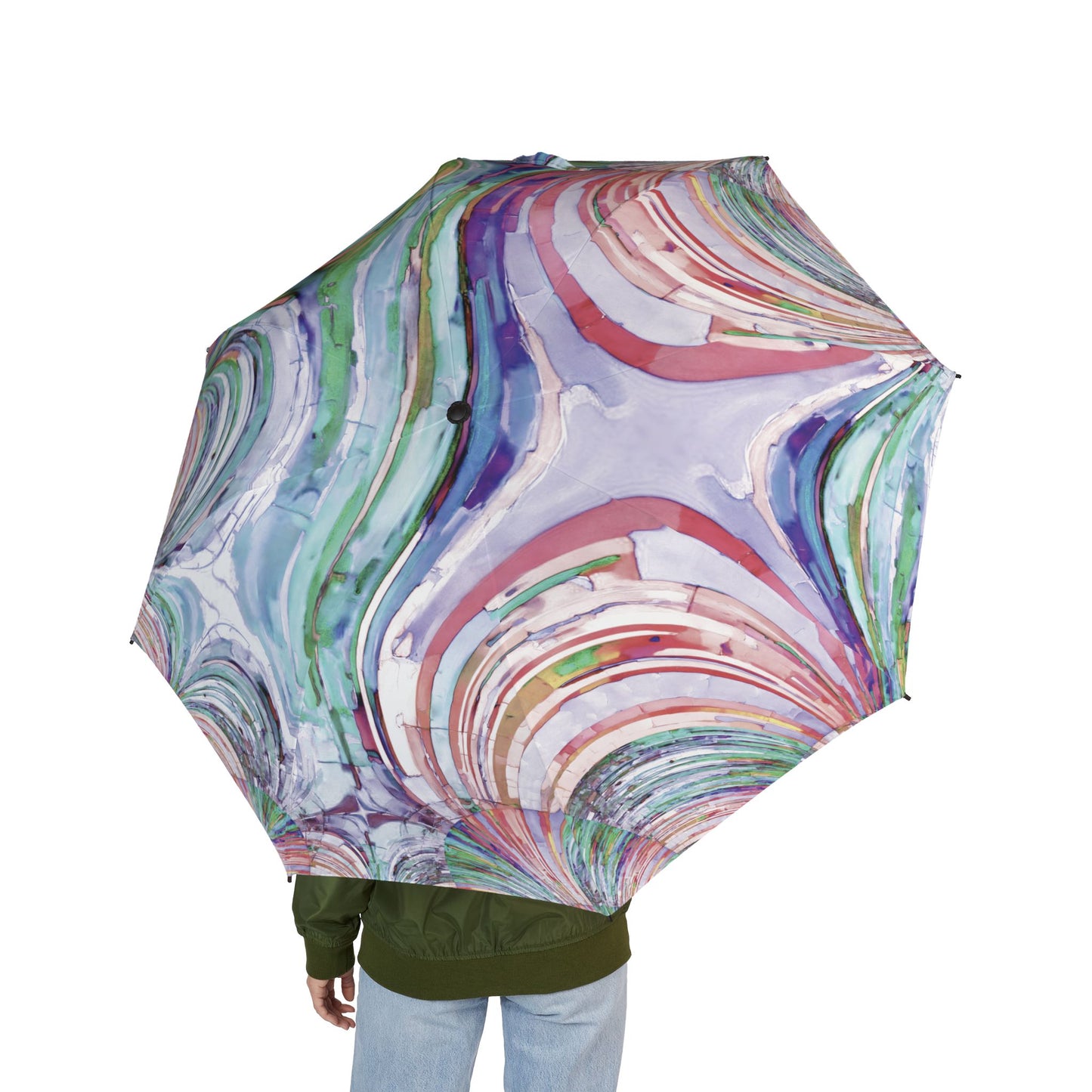 Uzi Spiral Pastels Foldable Umbrella - Compact & Chic