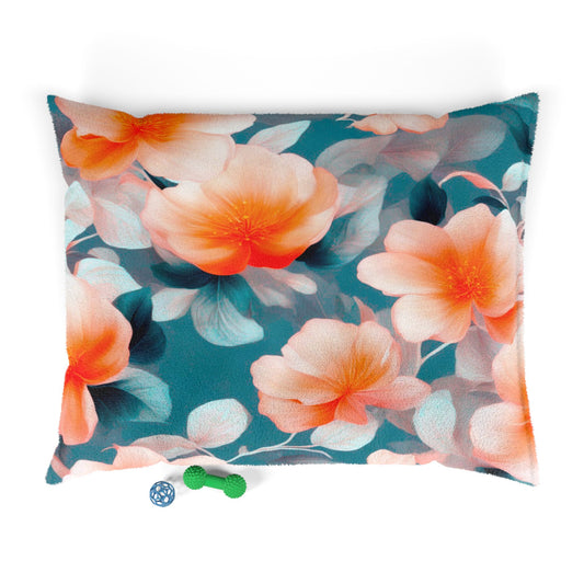 Orange Blossom Floral Bunch Pet Bed, 50" × 40"
