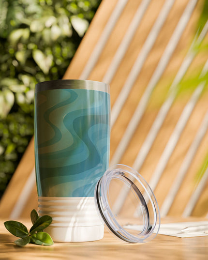 Sky Blue Wavey Ringneck Tumbler, 20oz in white