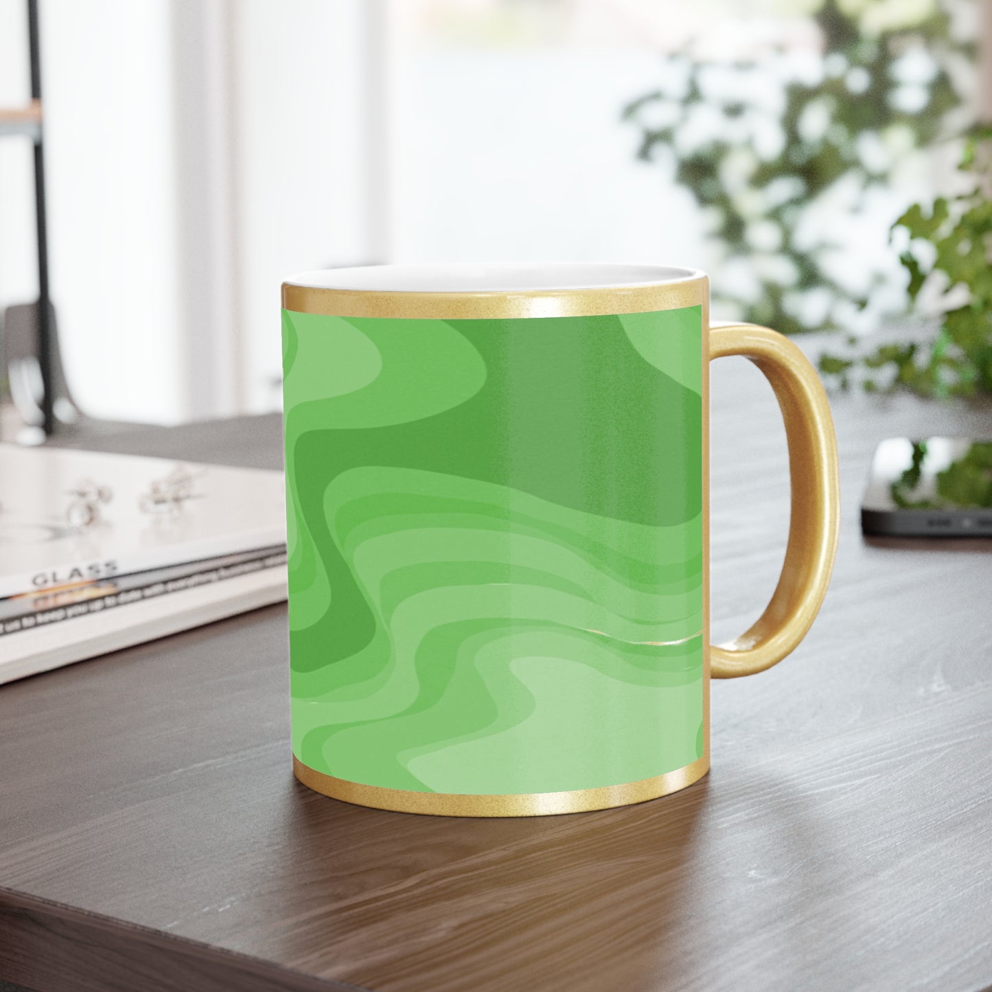 Greenie Meanie Wavey 11 oz Metallic Mug (Silver\Gold)