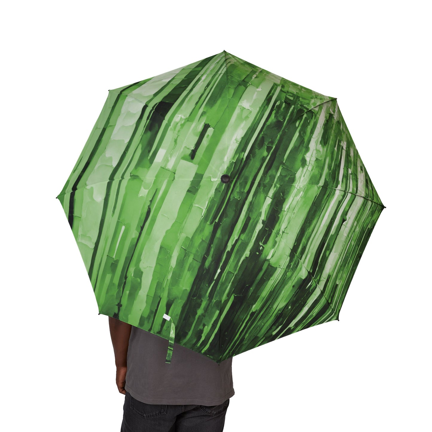 Striped Mint Pastel Foldable Umbrella - Compact & Chic
