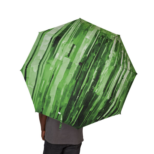 Striped Mint Pastel Foldable Umbrella - Compact & Chic